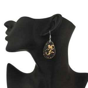 Fashion Retro Clear Gold Speckled Drop Earrings